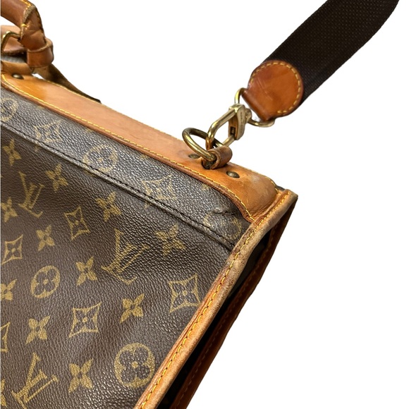 Vintage, Brown Leather Louis Vuitton Monogram Garment bag with canvas strap - Picture 5 of 16